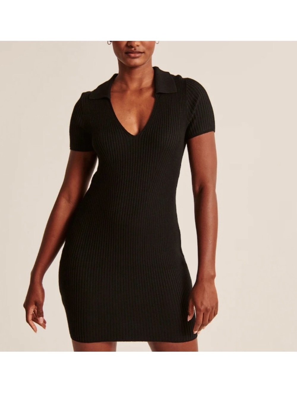 Abercrombie Polo Short Sleeve Knit Dress - Black
